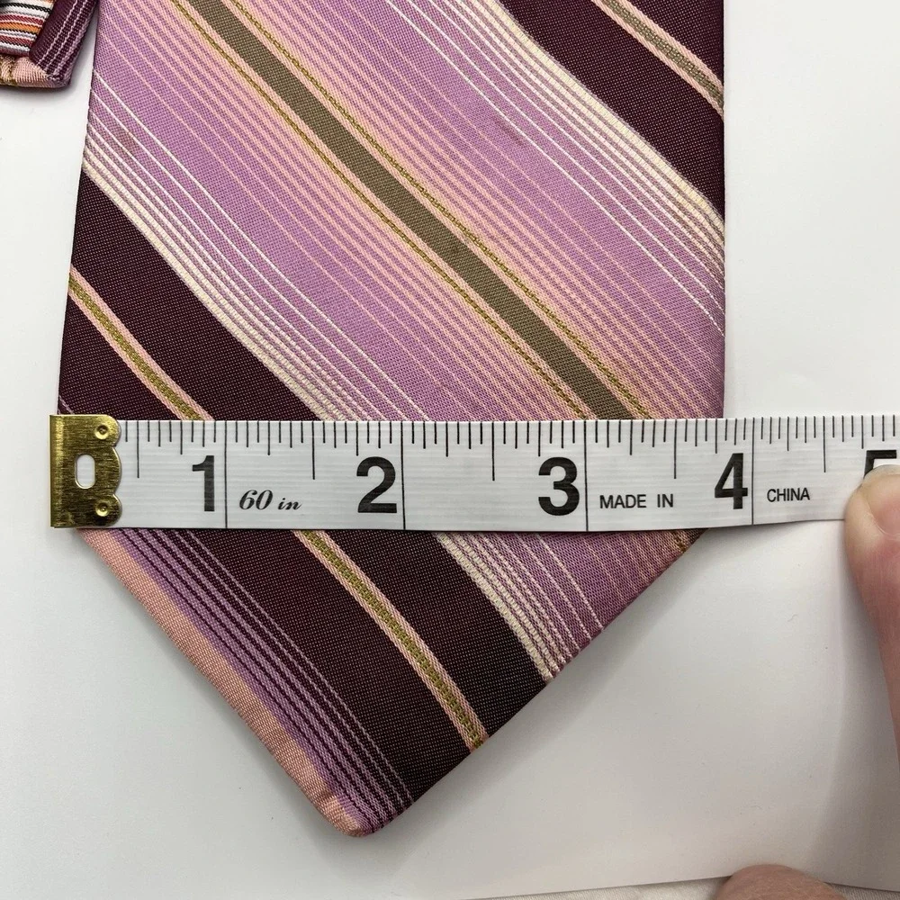 Ted Baker London Striped Handmade in USA Pure Silk 58 X 3.75